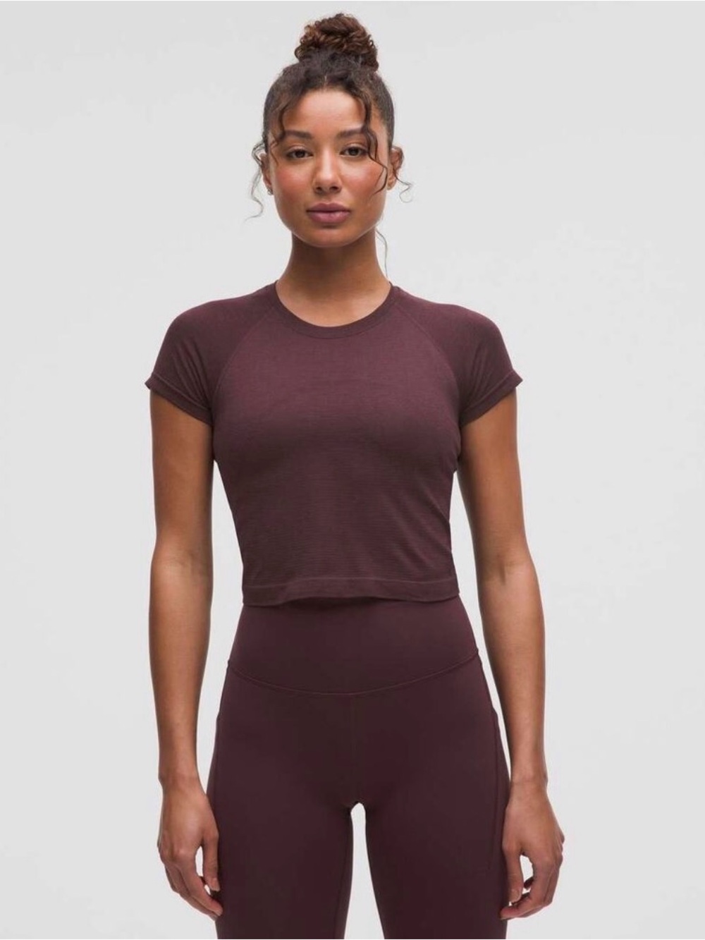 lululemon Swiftly Tech Cropped Short-Sleeve Shirt 2.0 Plum Size 2